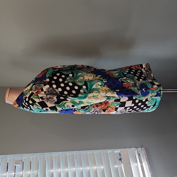 Vintage 1980s Long Blazer Polka Dots Mixed Pattern Retro Small - Picture 4 of 11